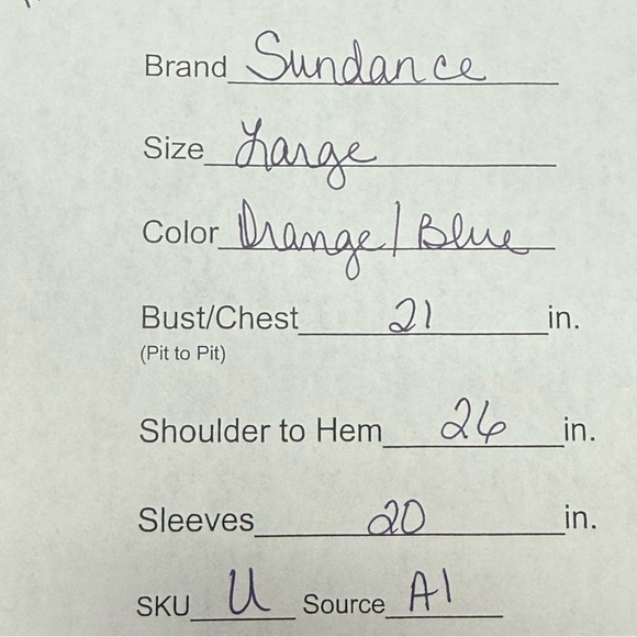 Sundance Silk Boho Blouse Orange Blue Ikat Peasant Top Large Button Front - Picture 8 of 8